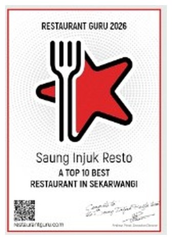 Penghargaan Restaurant Guru 2026 - Top 10 Best Restaurant in Sekarwangi untuk Saung Injuk Resto